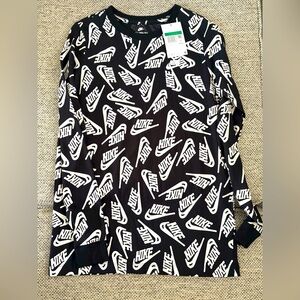 Nike Monochrome Logo Pattern Long Sleeve Boys Shirt